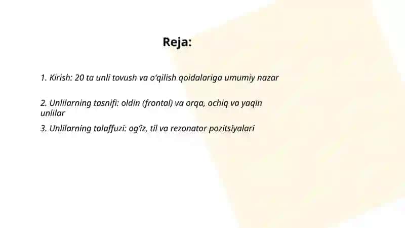Unlilarning oʻqilish qoidalari 2