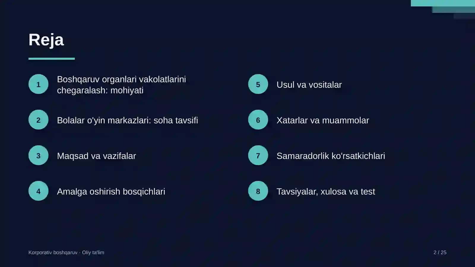 Bolalar o'yin markazlarida boshqaruv organlari vakolatlarini chegaralash 2
