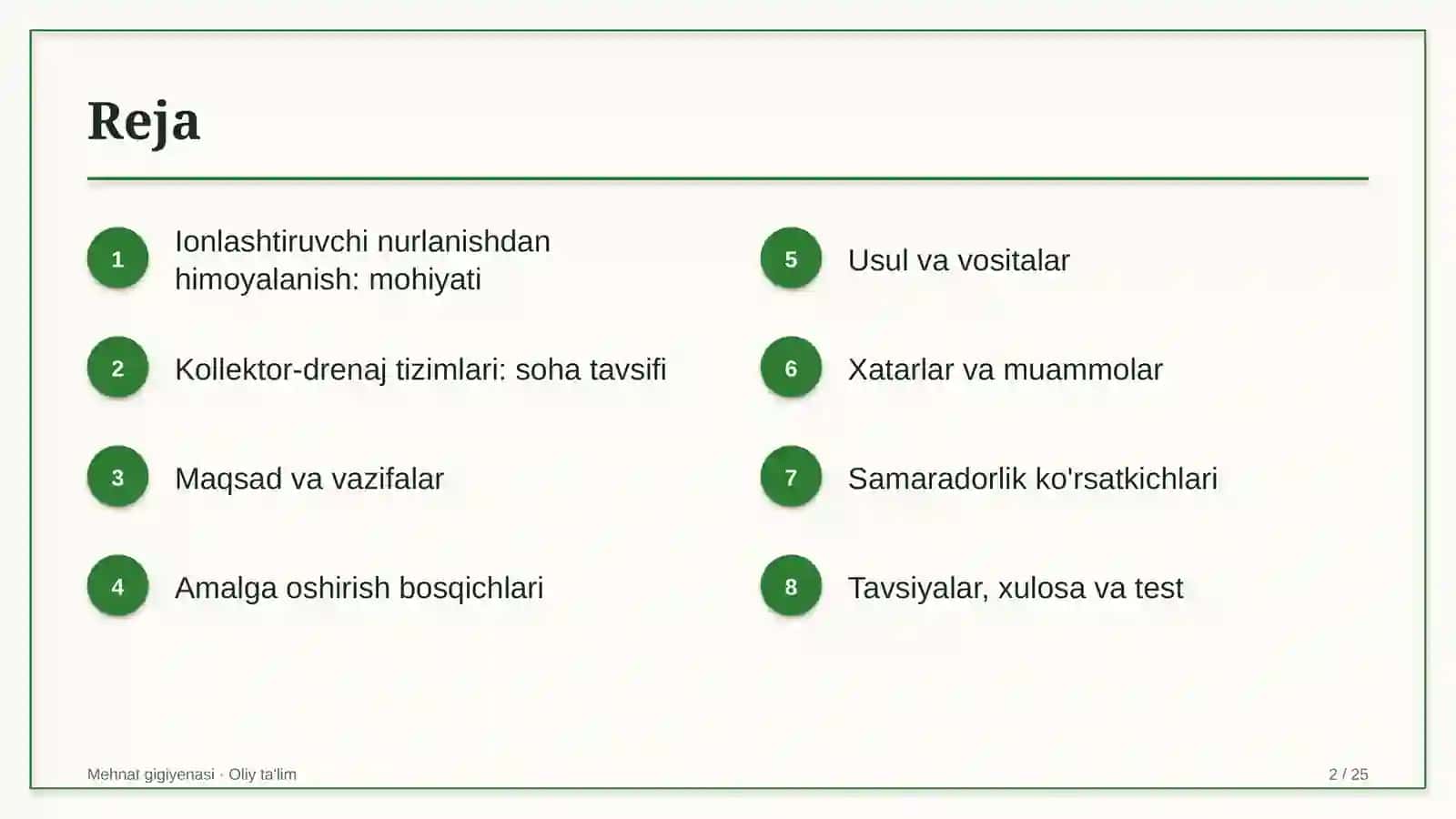 Kollektor-drenaj tizimlarida ish joyida ionlashtiruvchi nurlanishdan himoyalanish 2