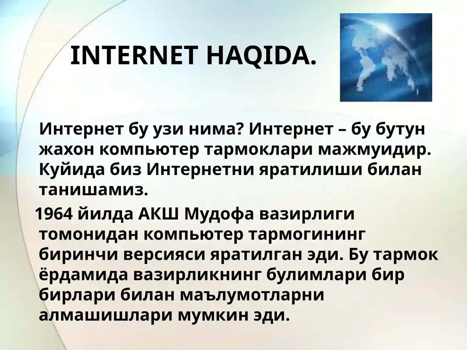 Internet tarixi va unda ishlash 2