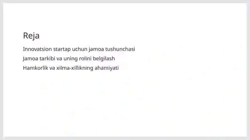 Innovatsion startap uchun jamoa tushunchasi 2