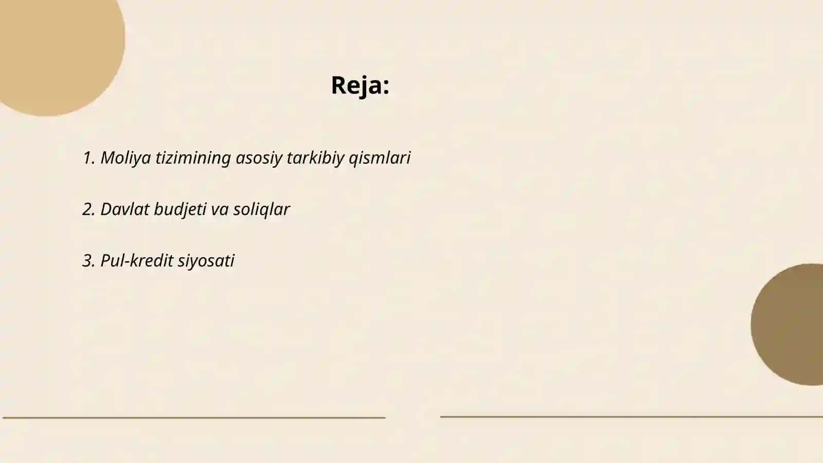 Moliya tizimi va moliyaviy siyosat 2