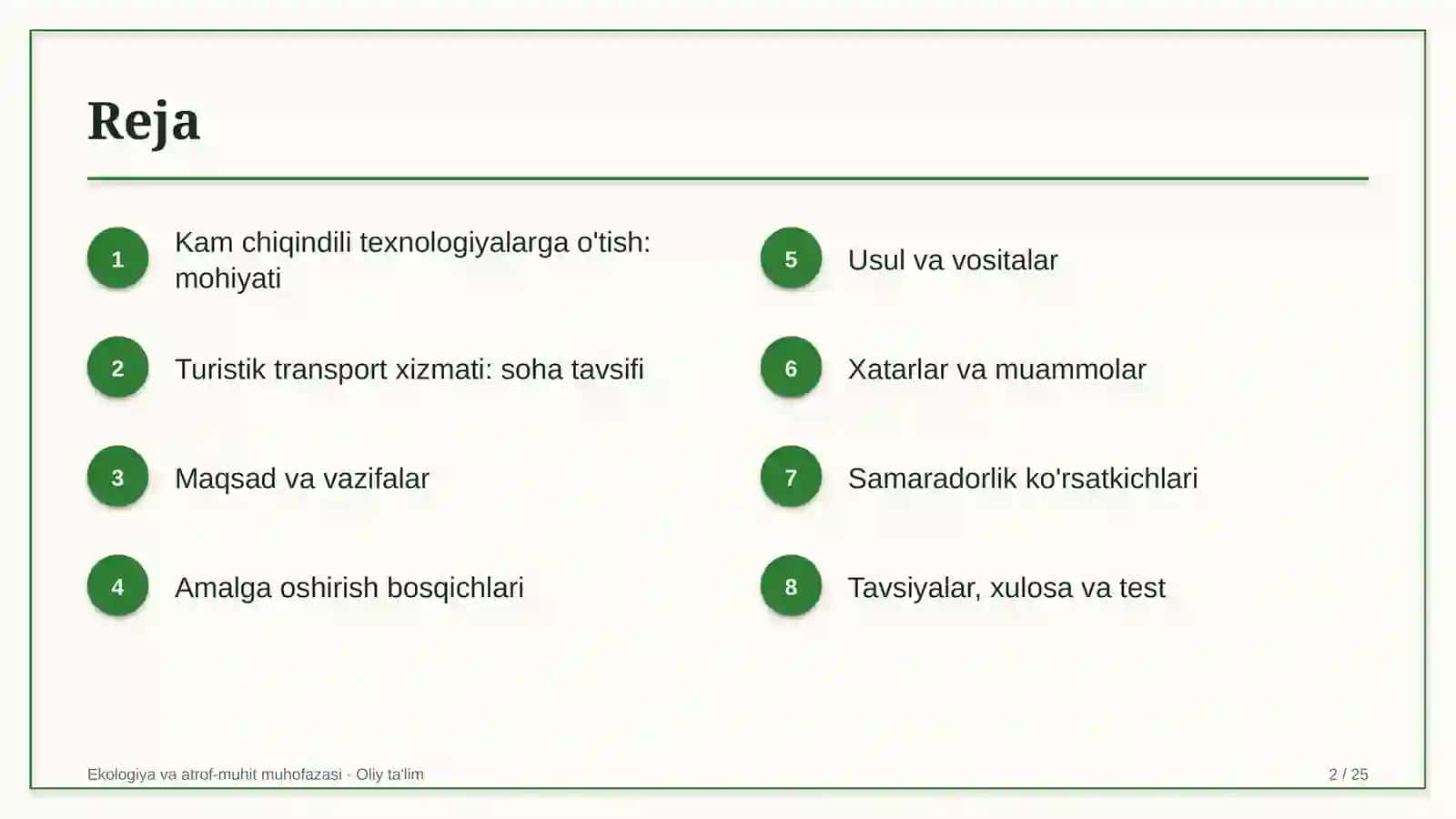 turistik transport xizmatida kam chiqindili texnologiyalarga o'tish 7090 2