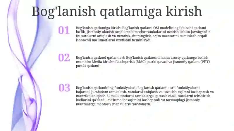 Bog'lanish qatlam darajalari 2