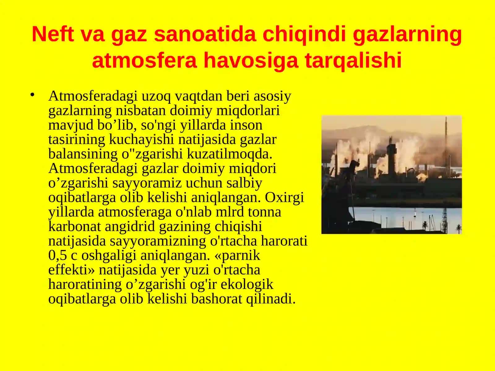 Neft va gaz sanoatida chiqindi gazlarning atmosfera havosiga tarqalishi 2