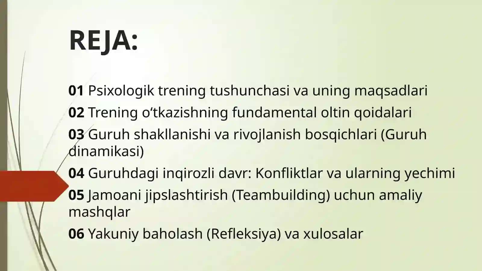 PSIXOLOGIK TRENING ASOSLARI VA GURUHNI SHAKLLANTIRISH 2