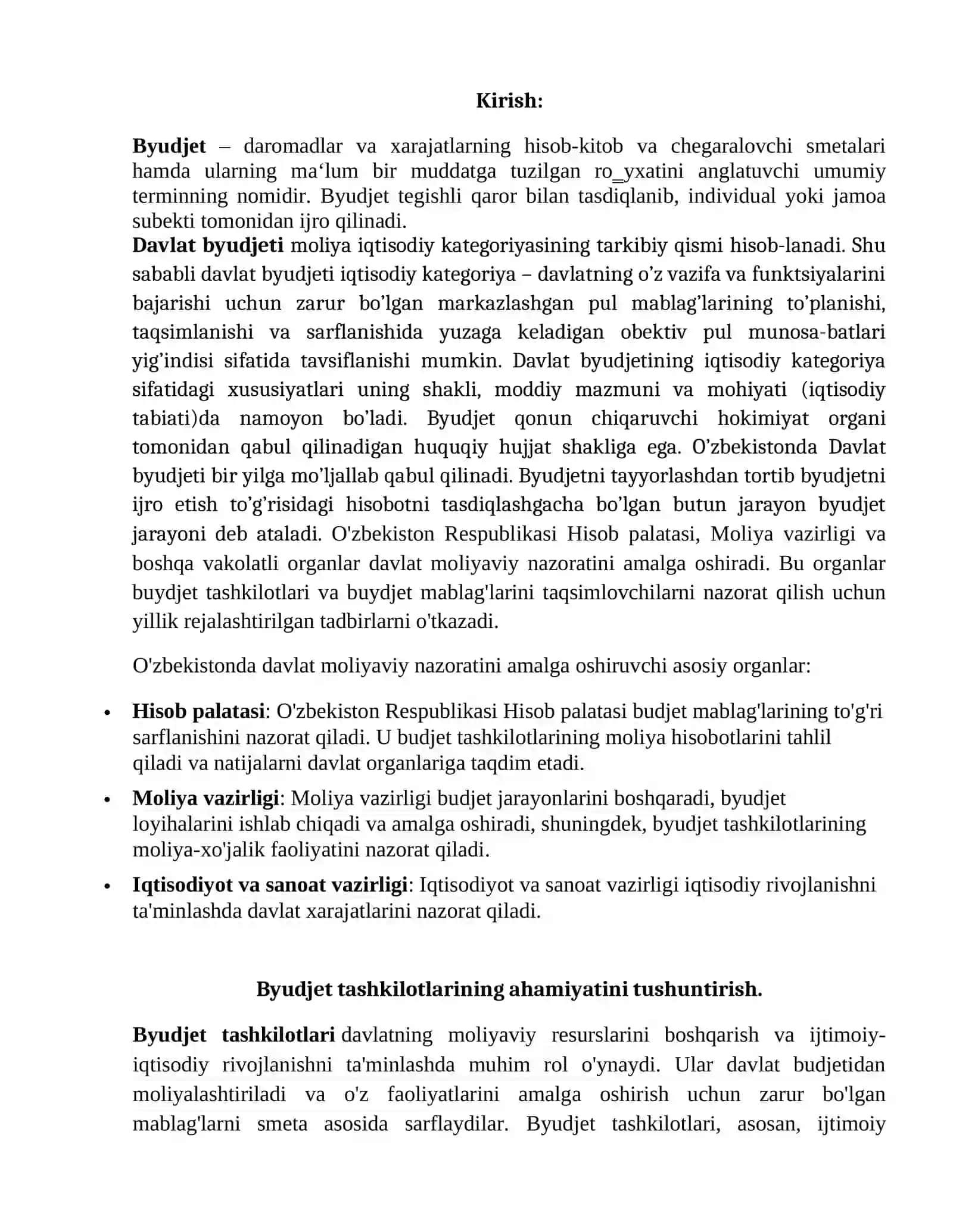 Davlat byudjeti tushunchasi va turlari 2