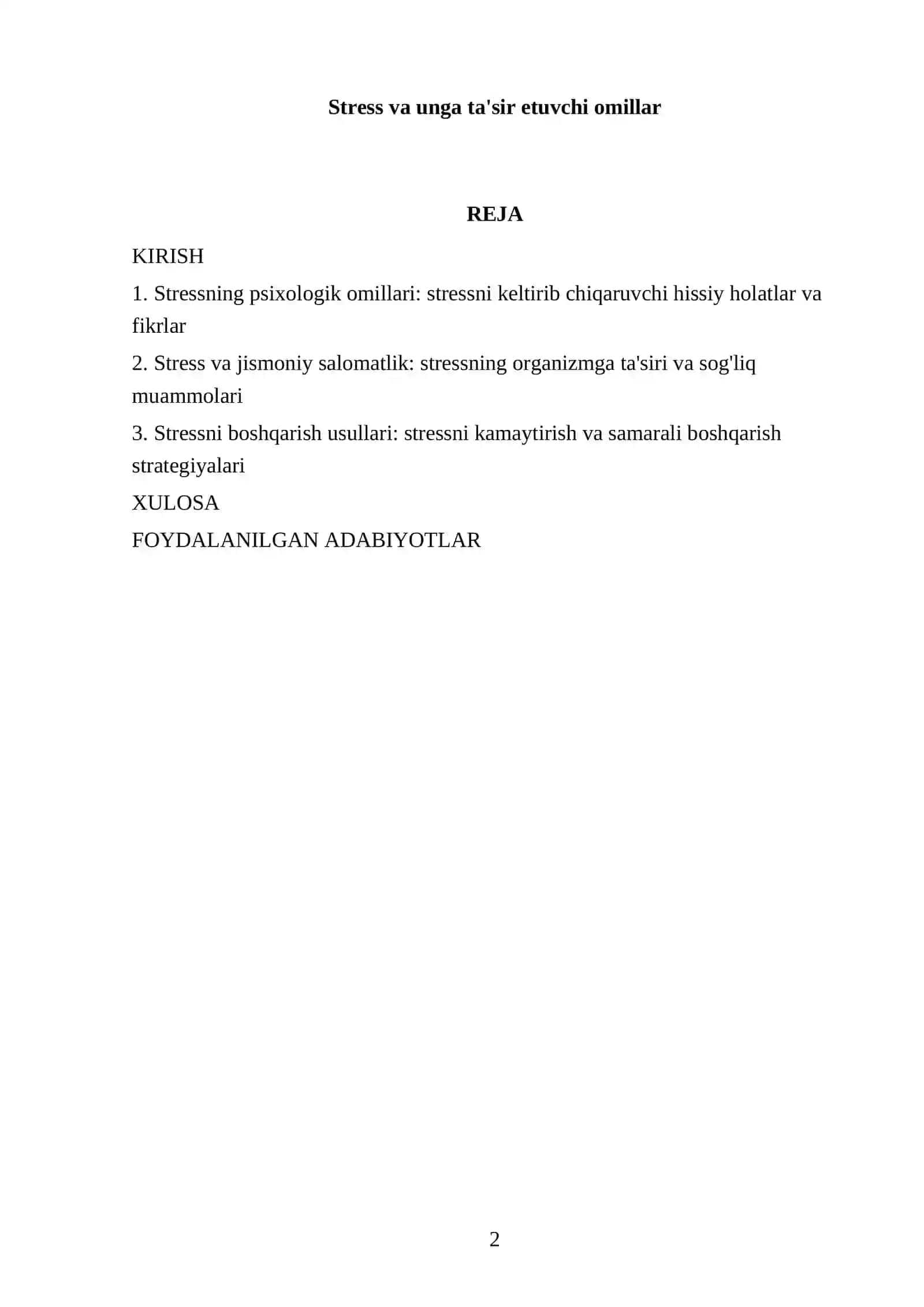 Stress va unga ta'sir etuvchi omillar 2