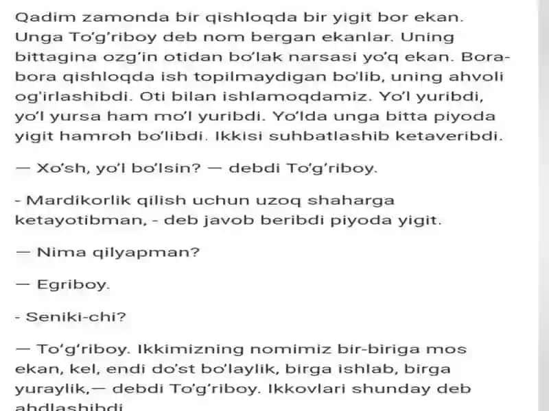 egrivoy va to'rrivoy ertag 2