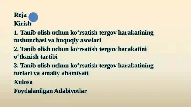 Tanibolish uchun ko‘rsatish 2