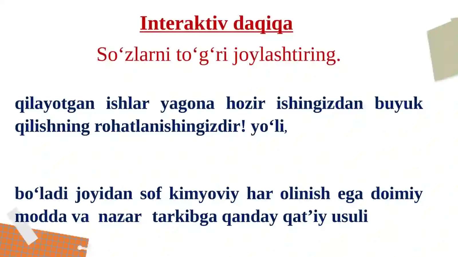 Kimyo darslarida qo‘llash tavsiya etiladigan metodlar 2