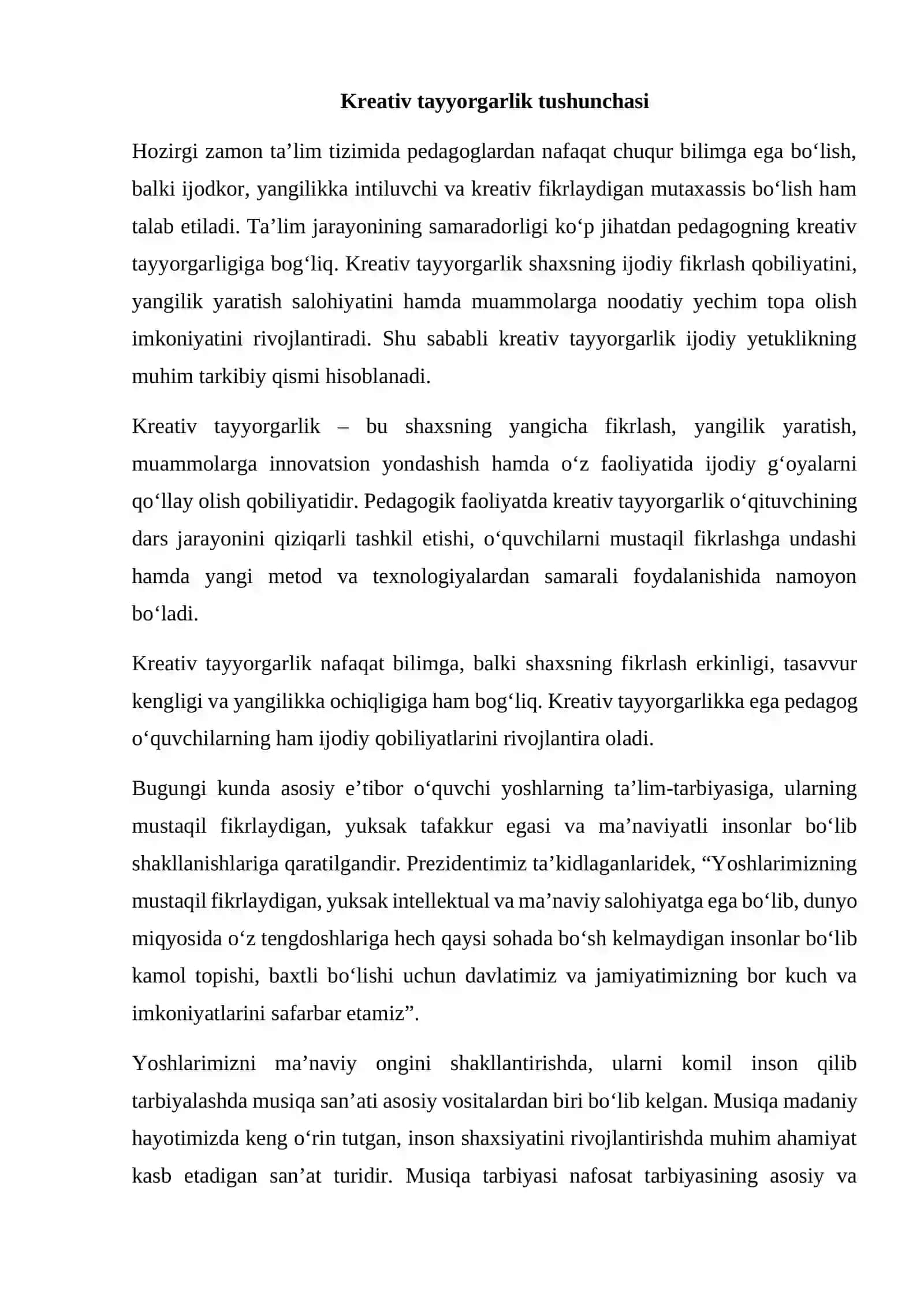 Kreativ tayyorgarlik-ijodiy yetuklikning tarkibiy qismi 2
