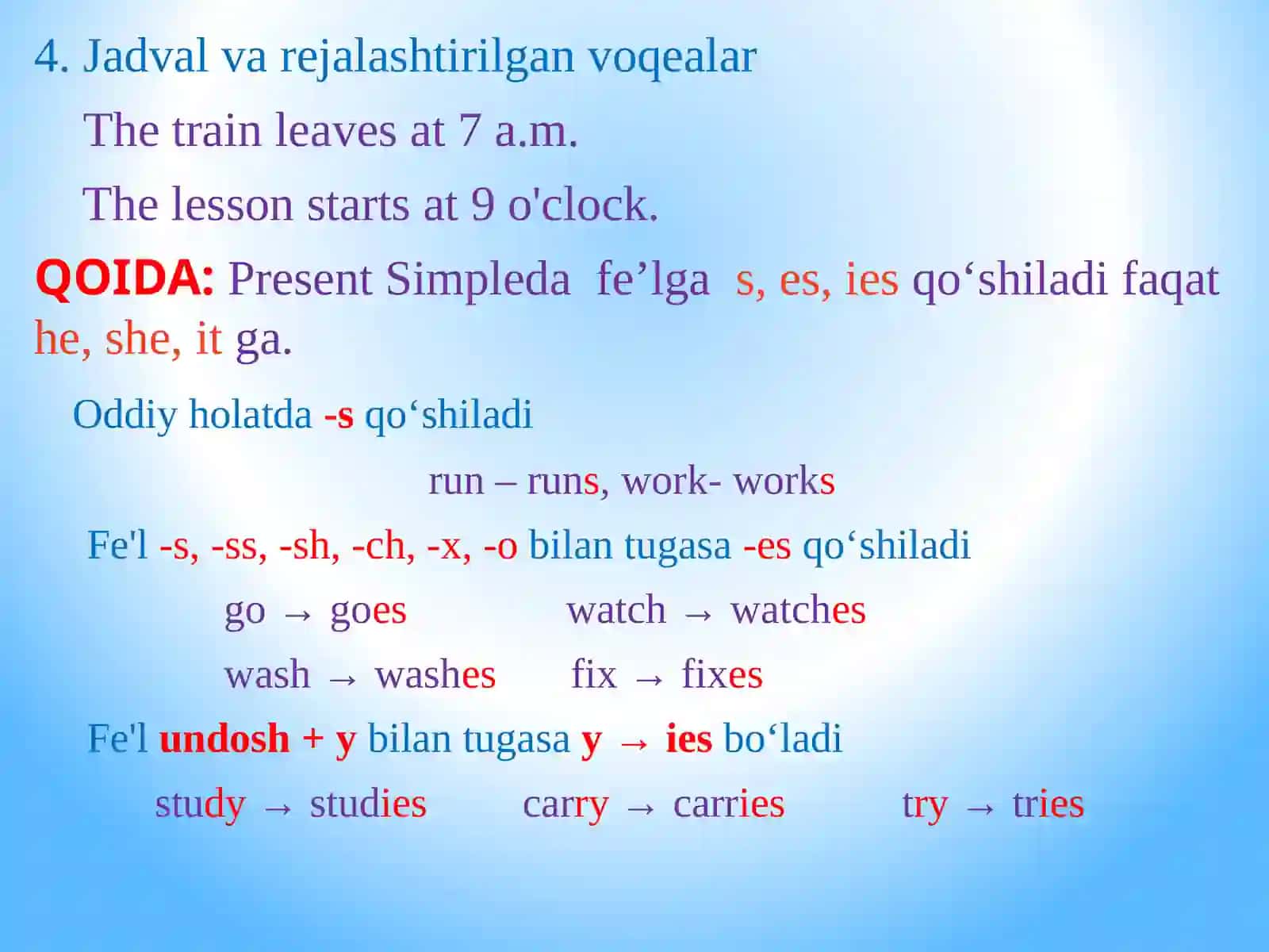 Present simple tense 2