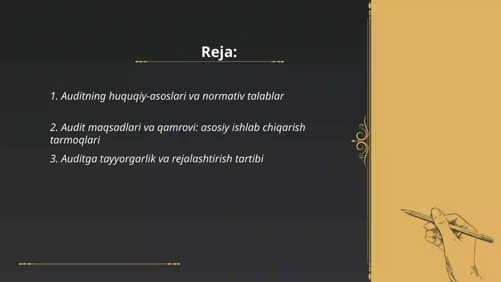 Asosiy ishlab chiqarish tarmoqlarini Auditorlik tekshiruvidan òtkazish tartibi 2