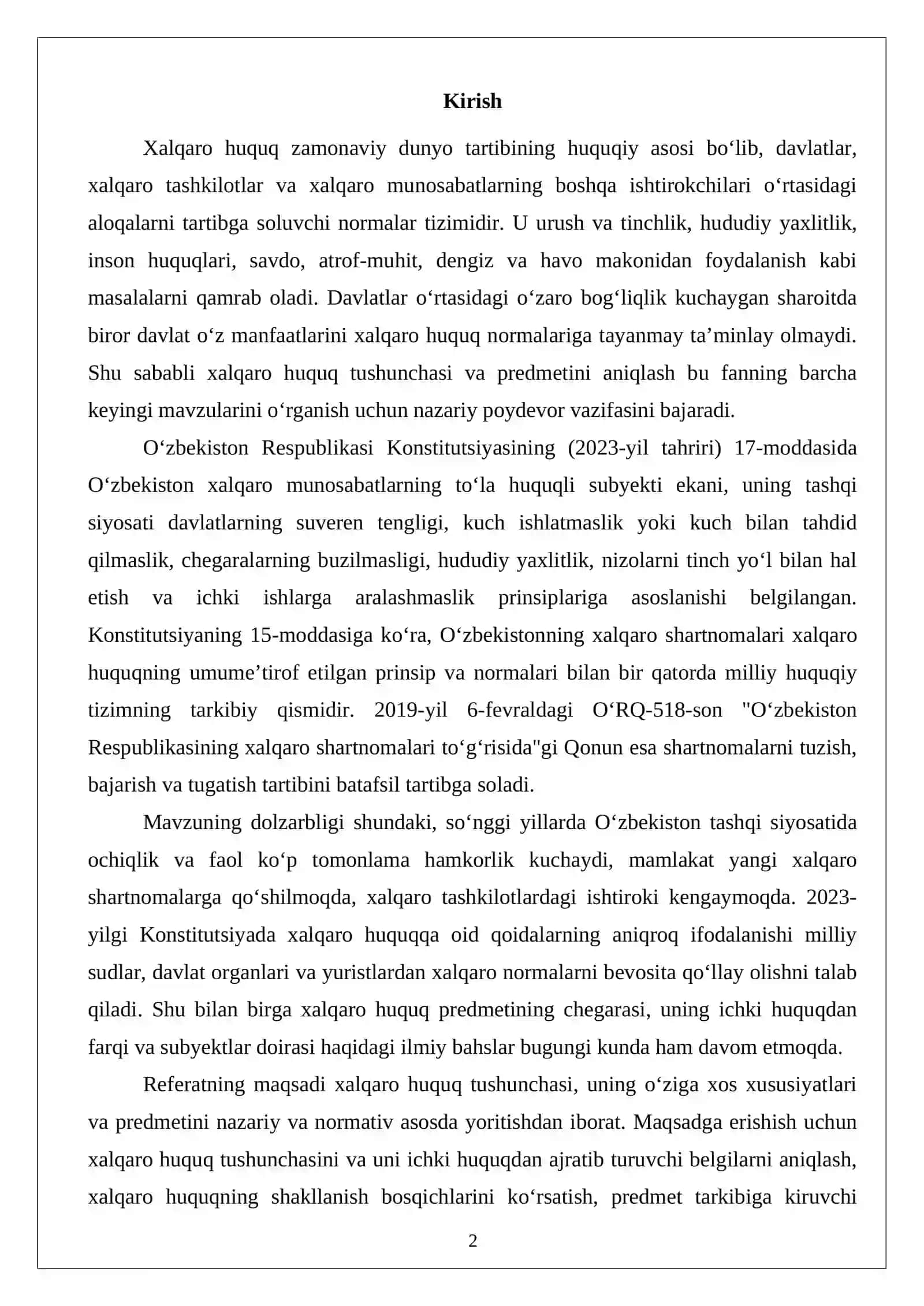 Xalqaro huquq tushunchasi va predmeti 2