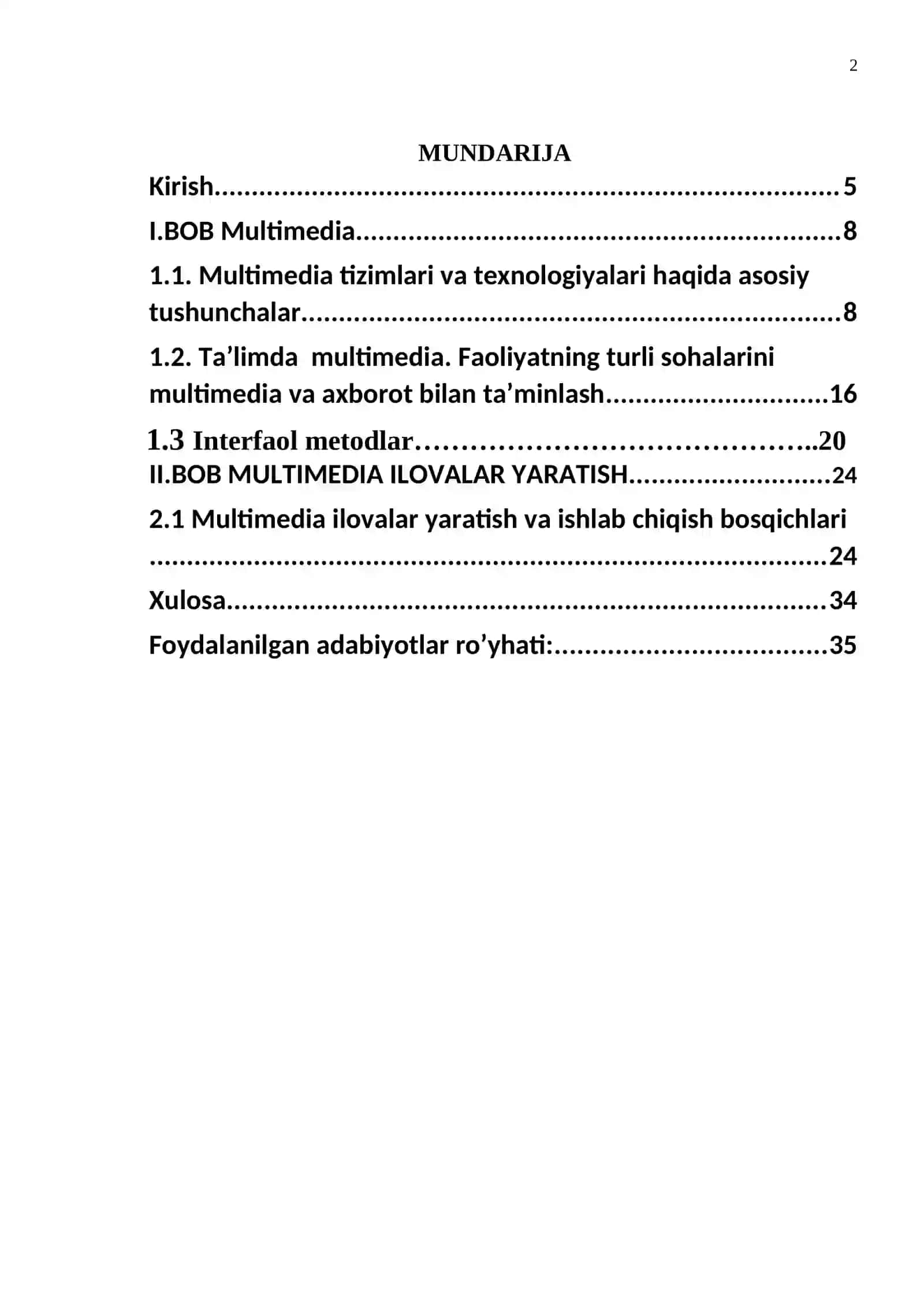 Multimediya texnologiyasi va undan o’quv jarayonida foydalanish. 2