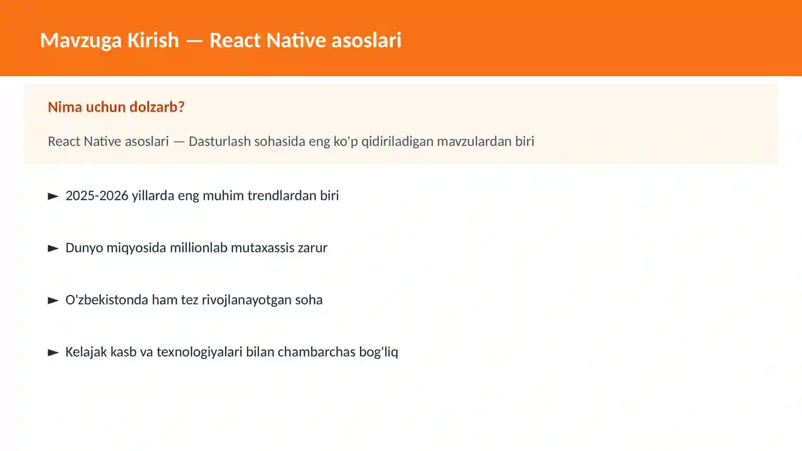 React Native asoslari 2