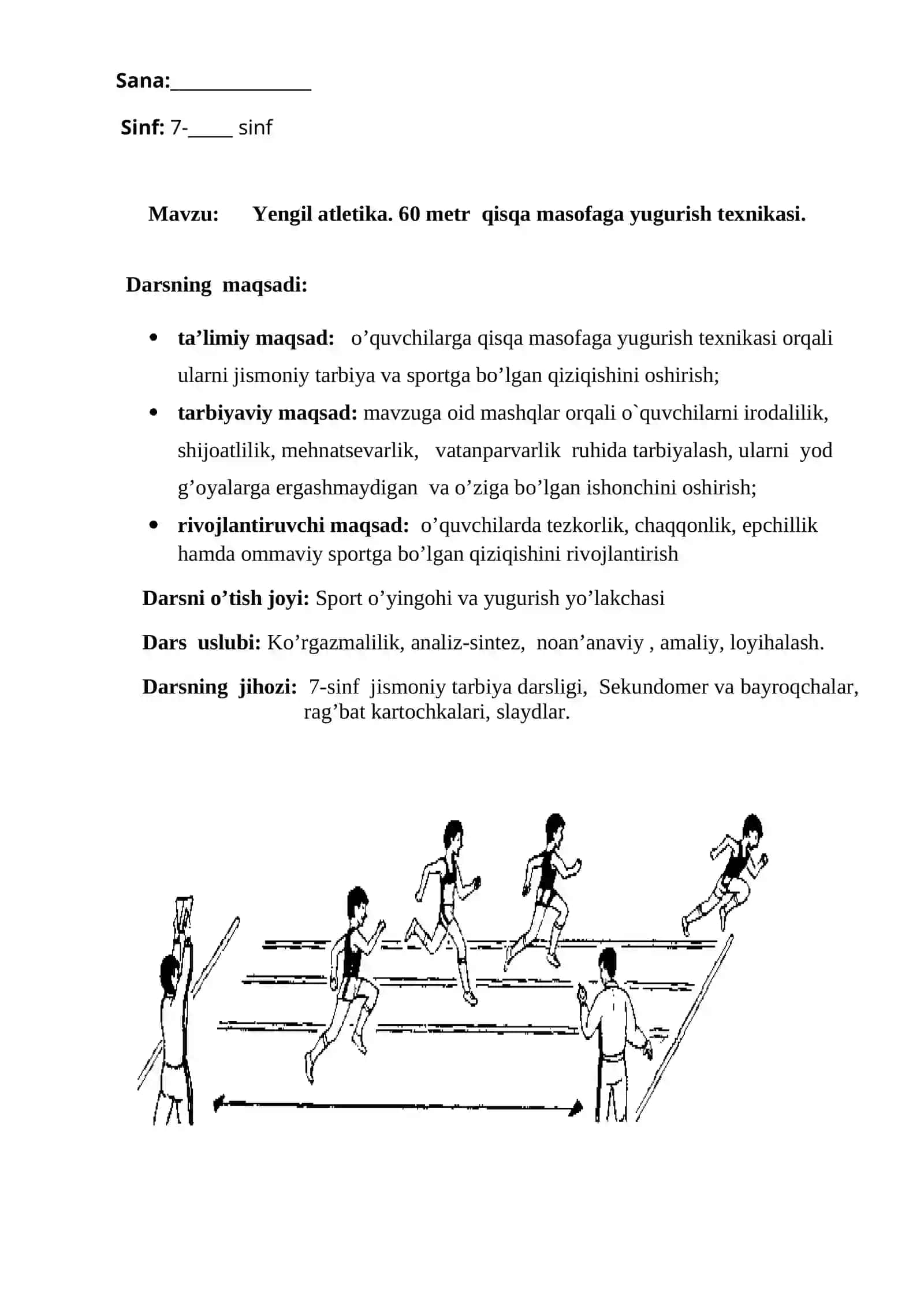 Yengil atletika. 60 metr qisqa masofaga yugurish texnikasi 2