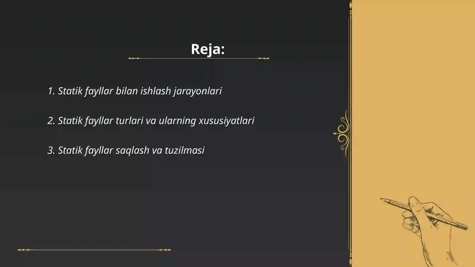Statik fayllar bilan ishlash 2