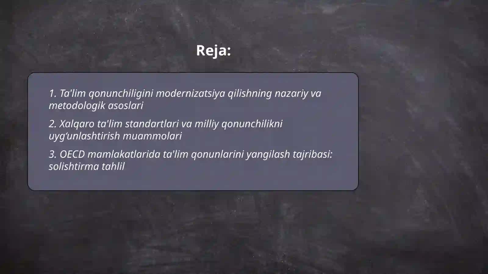 Ta'lim qonunchiligi modenizatsiya. Dunyoda ta'lim rivojining qiyosiy tahlili 2