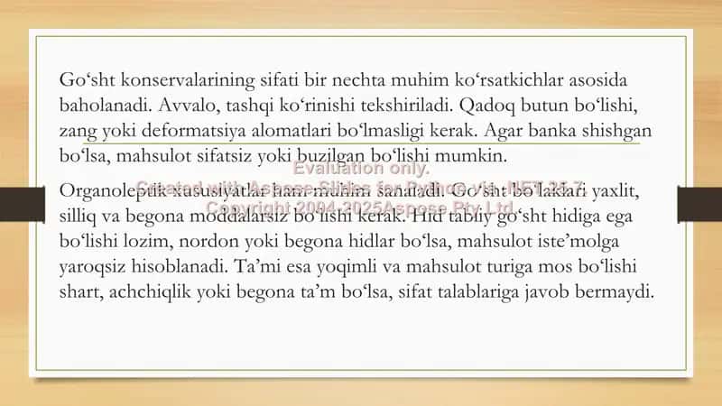 Go‘sht kanservasining sifat ko'rsatkichini aniqlash 2