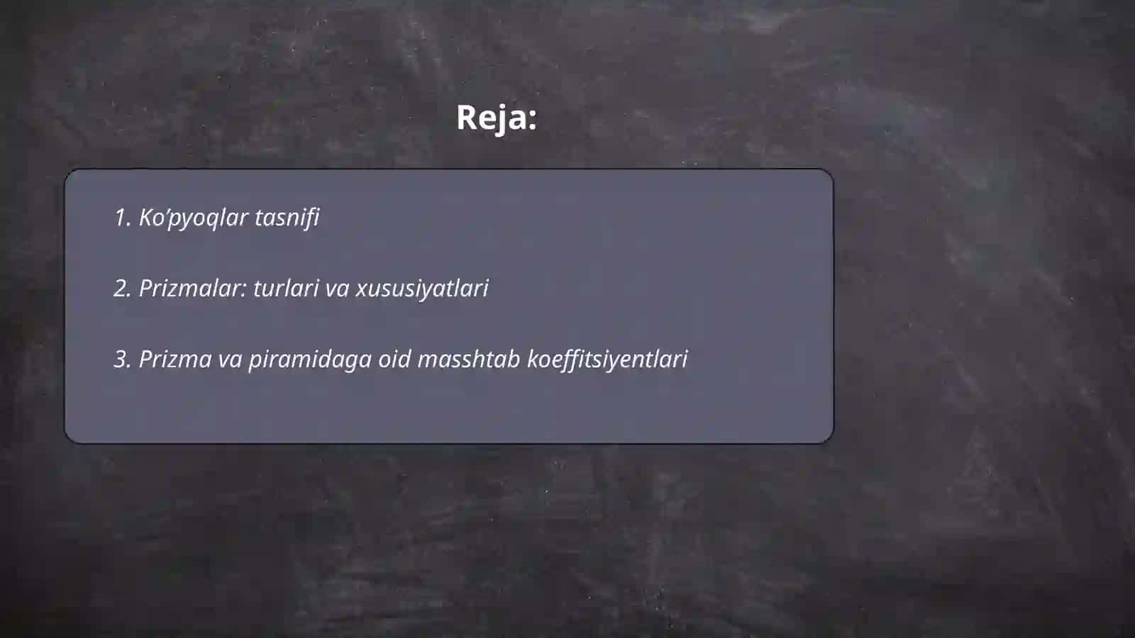 Geometriya kursida ko’pyoqlarning hajmlarini o’qitish metodikasi 2