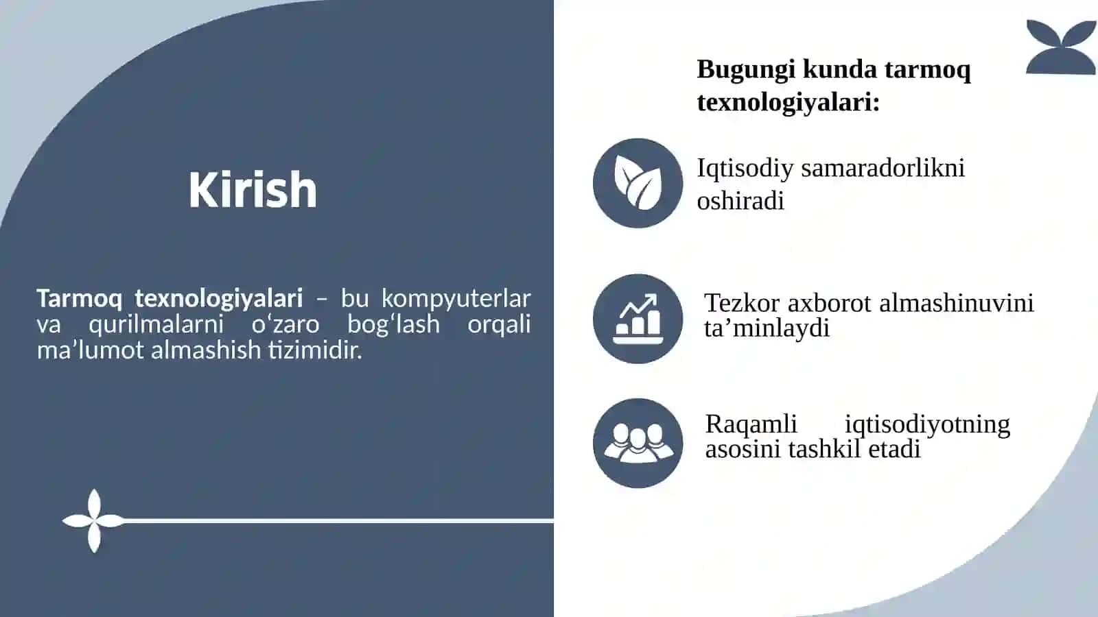 Xalq xo‘jaligining turli sohalari va tarmoqlarida tarmoq texnologiyalaridan foydalanish 2