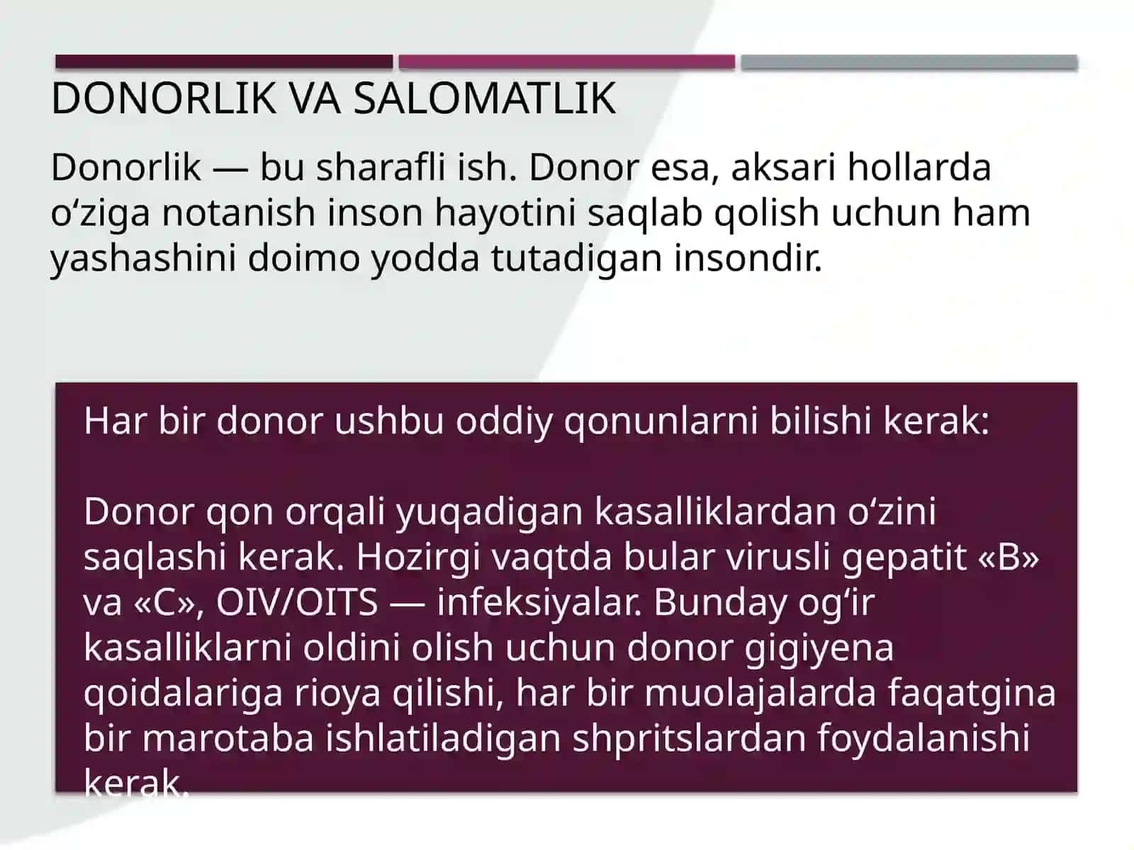 DONORLIK VA SALOMATLIK 2