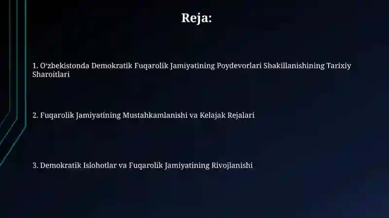 Oʻzbekistonda Demokratik Fuqarolik Jamiyati asoslarining shakllanishi 2