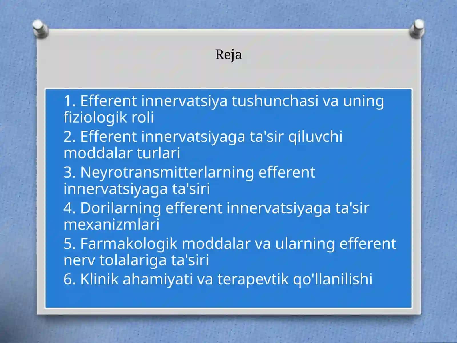 Efferent Innervatsiya gata’sirqiluvchi moddalar 2