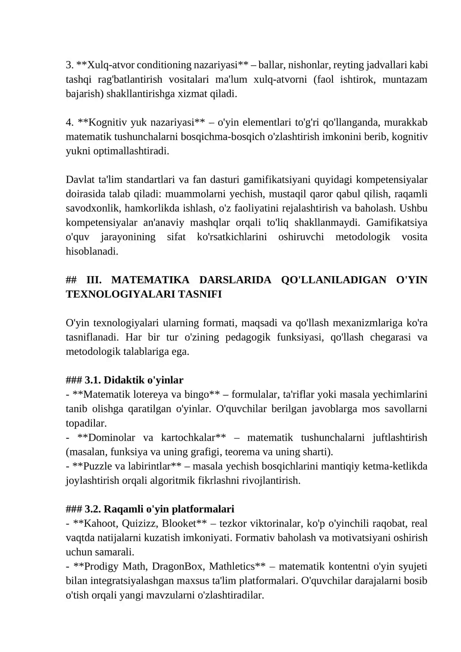 MATEMATIKA DARSLARIDA GAMIFIKATSIYA VA O'YIN TEXNOLOGIYALARIDAN FOYDALANISH 2