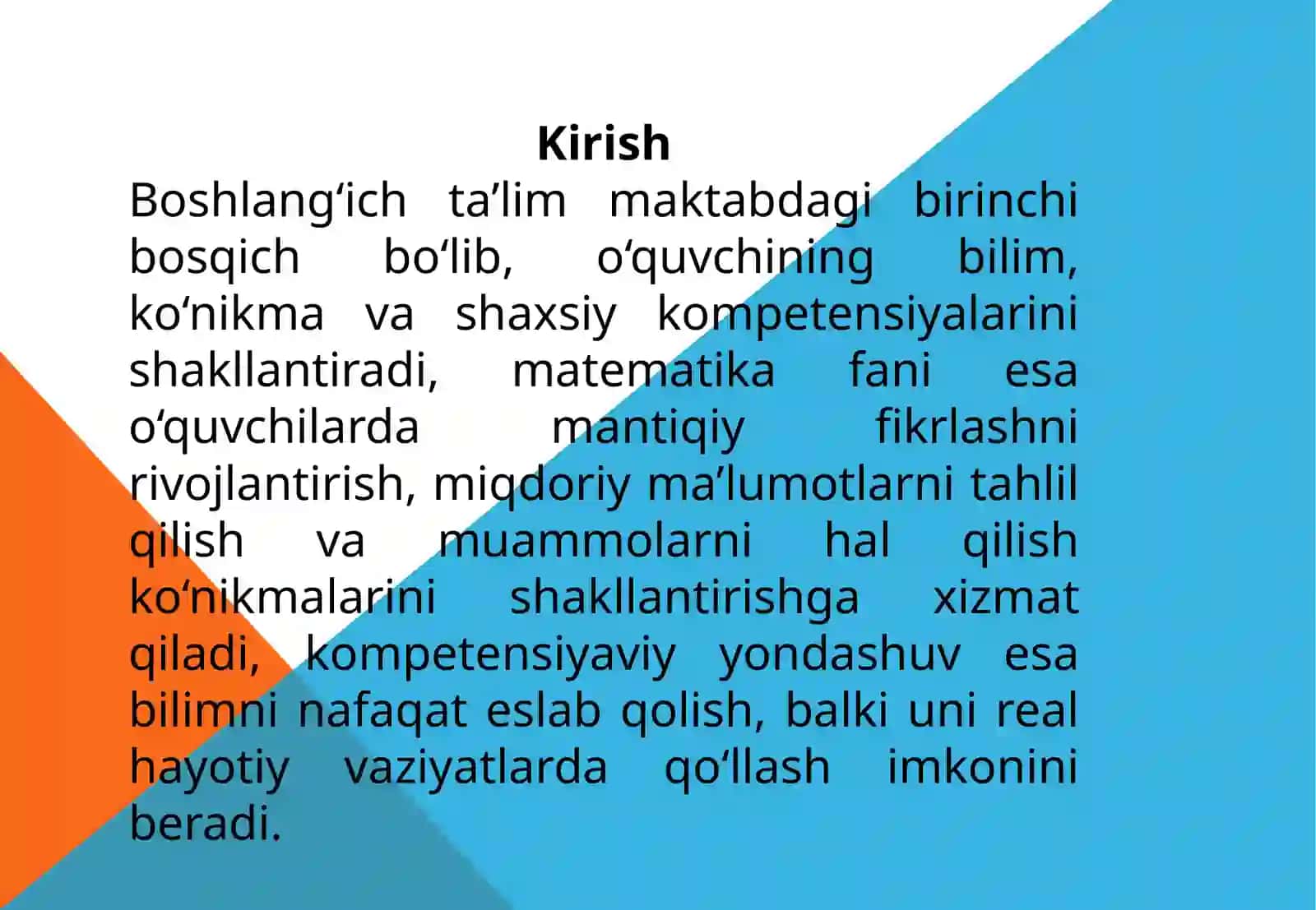 Boshlang‘ich sinf matematikasini o‘qitish 2