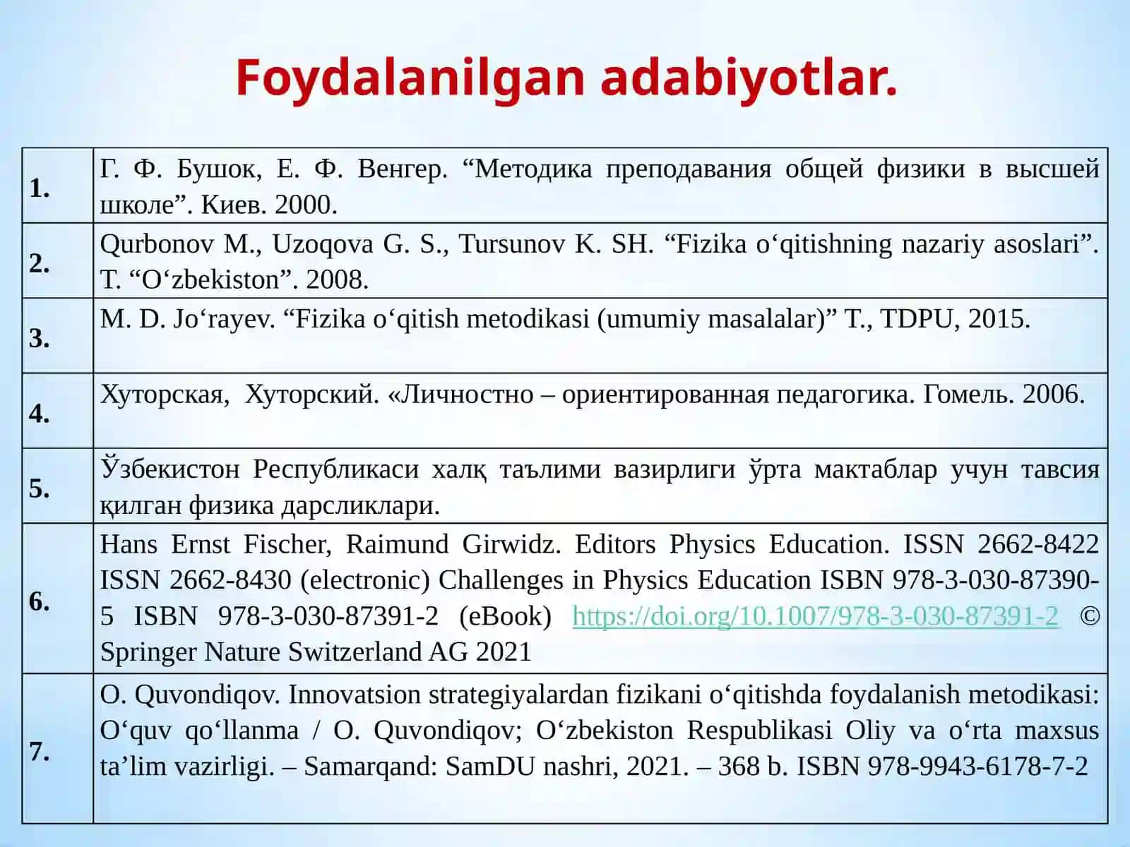 Fizikani o‘qitish jarayonida yangi pedagogik texnologiya. YAPTning mazmuni va vazifalari. Modulli o‘qitish 2