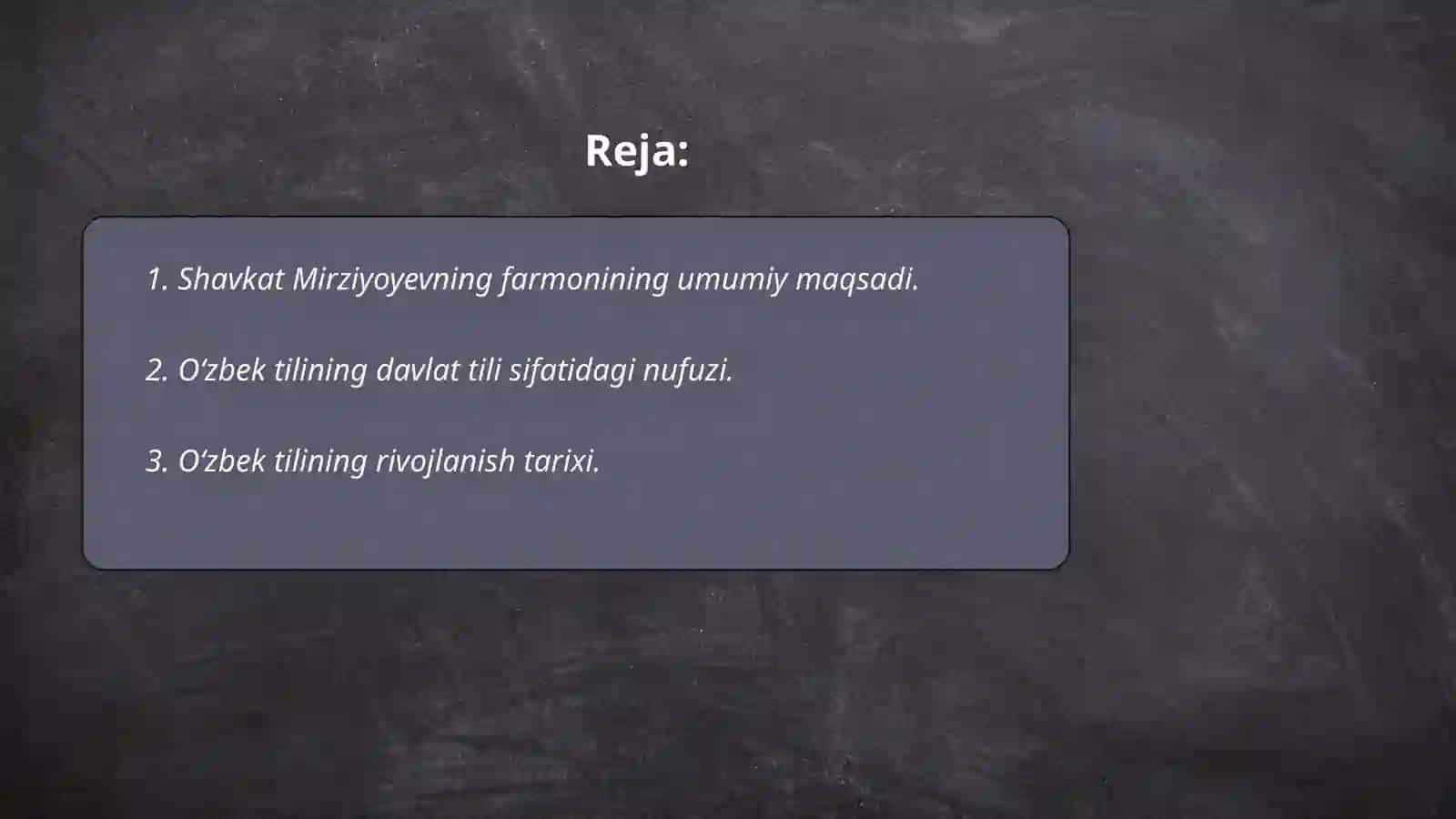 O'zbek tilining davlat tili sifatidagi nufuzi va mavqeyini tubdan oshirish chora tadbirlari 2