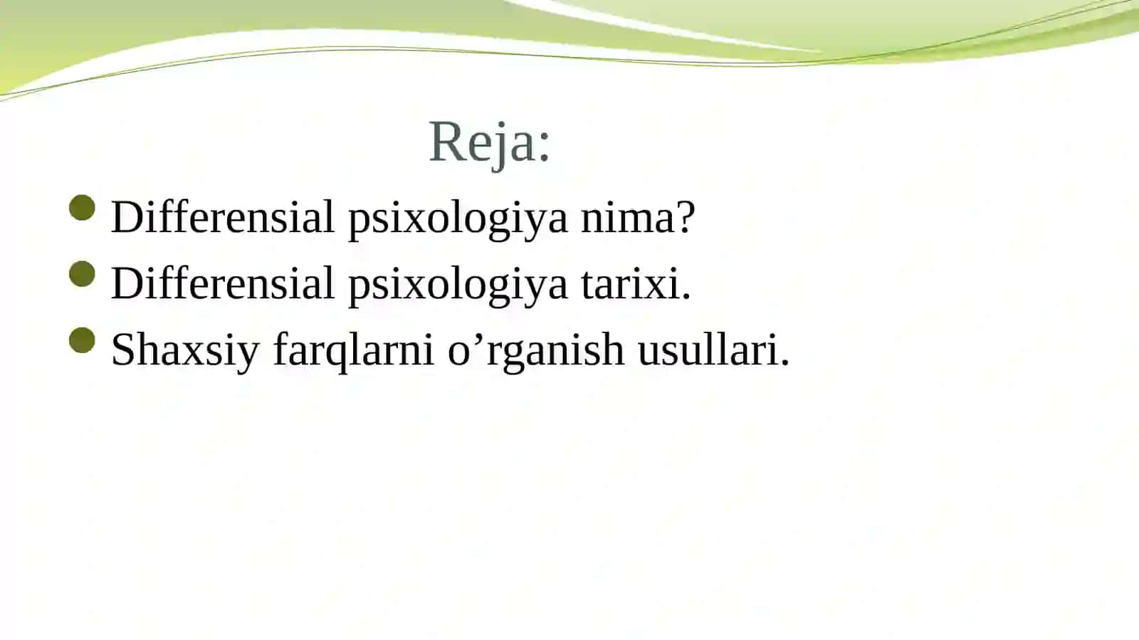 Differensial psixologiya usullarining tasnifi 2