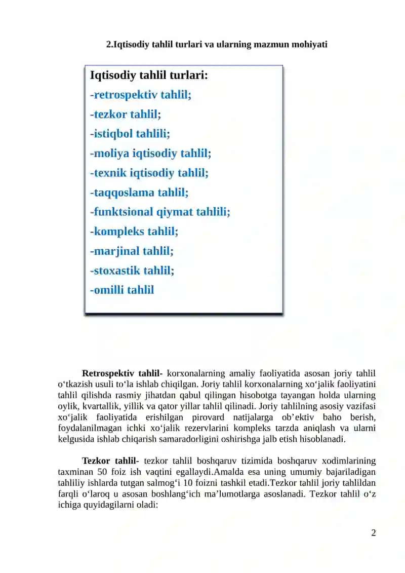 Iqtisodiy tahlil turlari 2