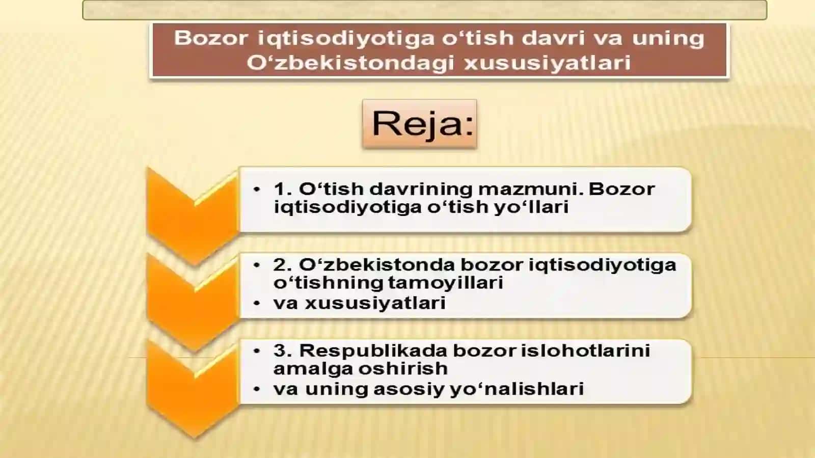 Bozor Iqtisodiyotiga O'tish Davri Va Uning O'zbekistondagi Xususiyatlari 2