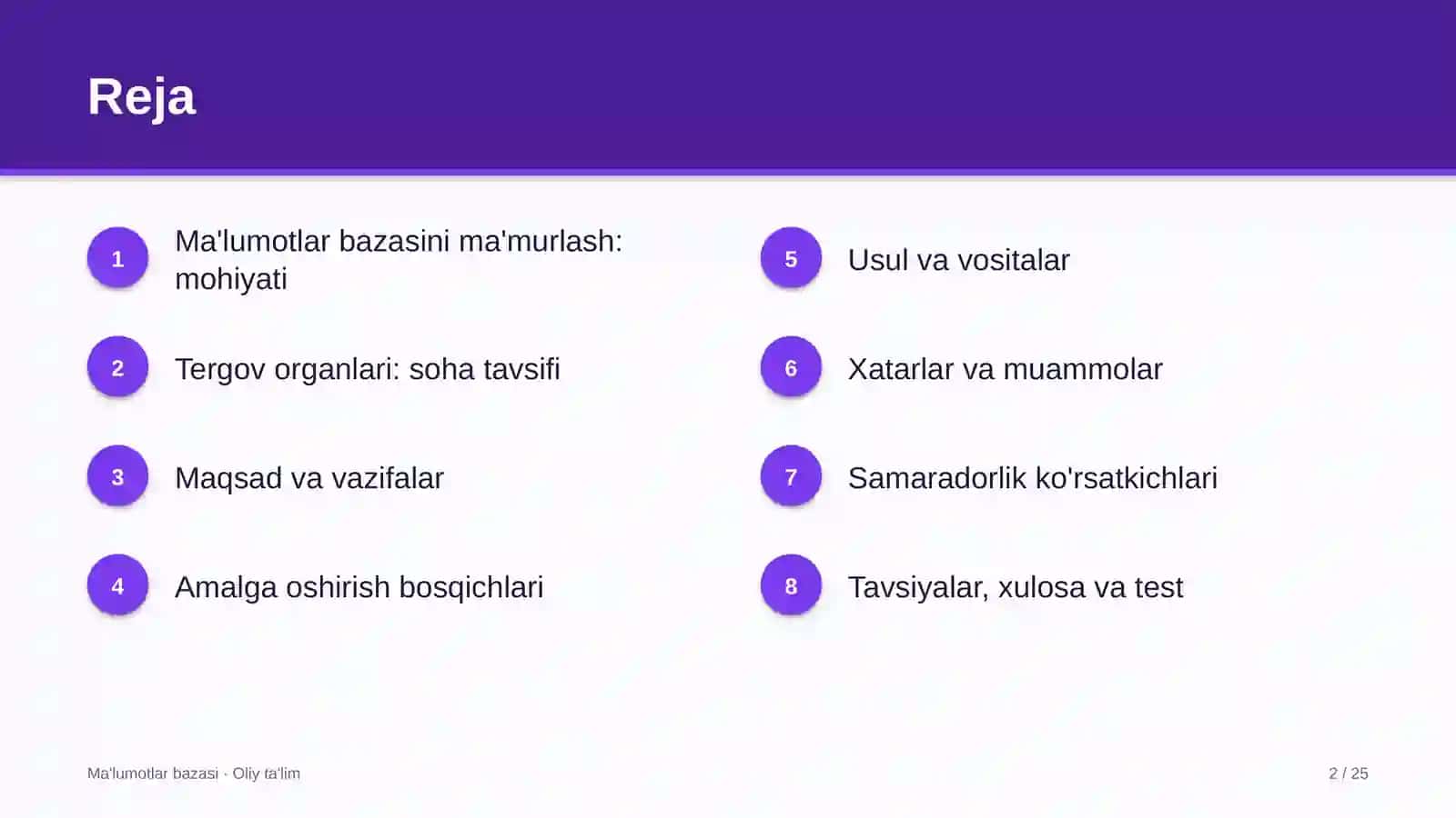 Tergov organlarida ma'lumotlar bazasini ma'murlash 2