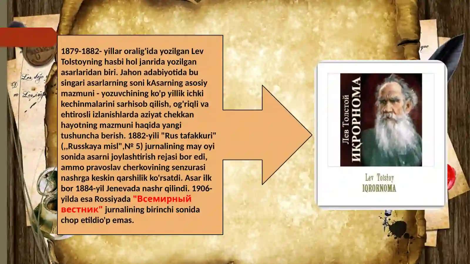 Tolstoyning “Iqrornoma” asaridagi diniy e’tiqodlarning tahlil qilish 2