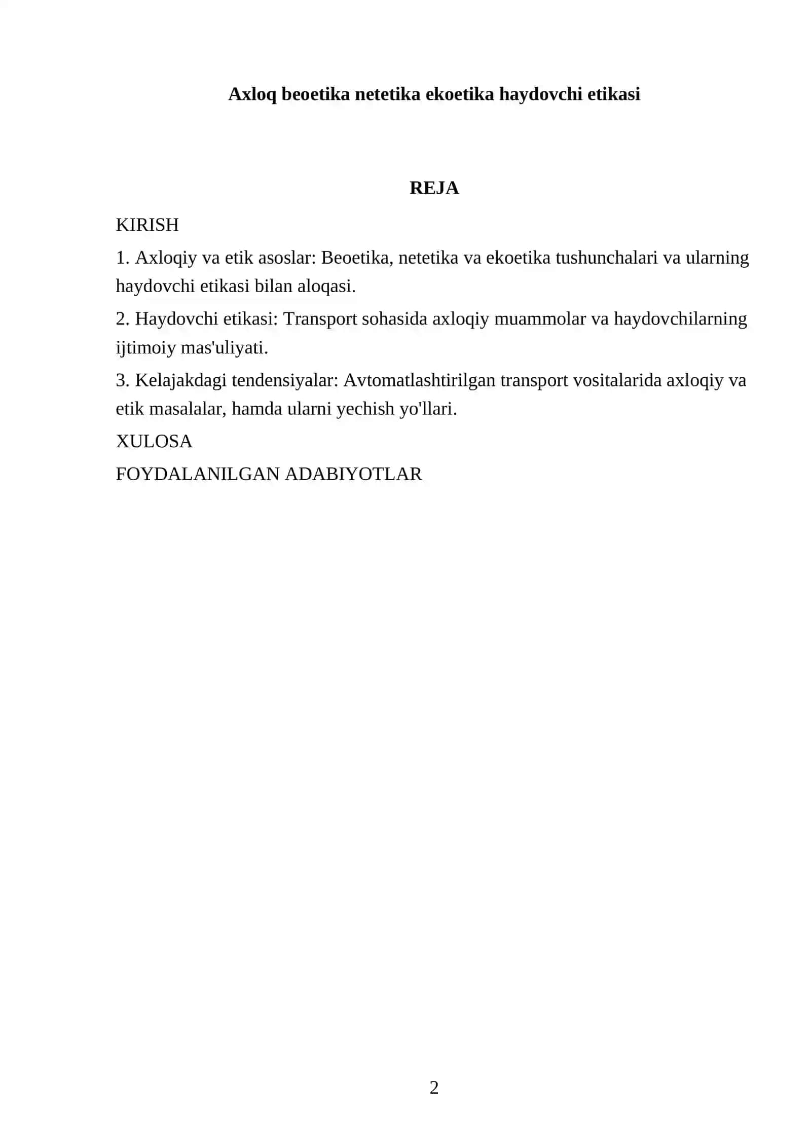 Axloq beoetika netetika ekoetika haydovchi etikasi 2