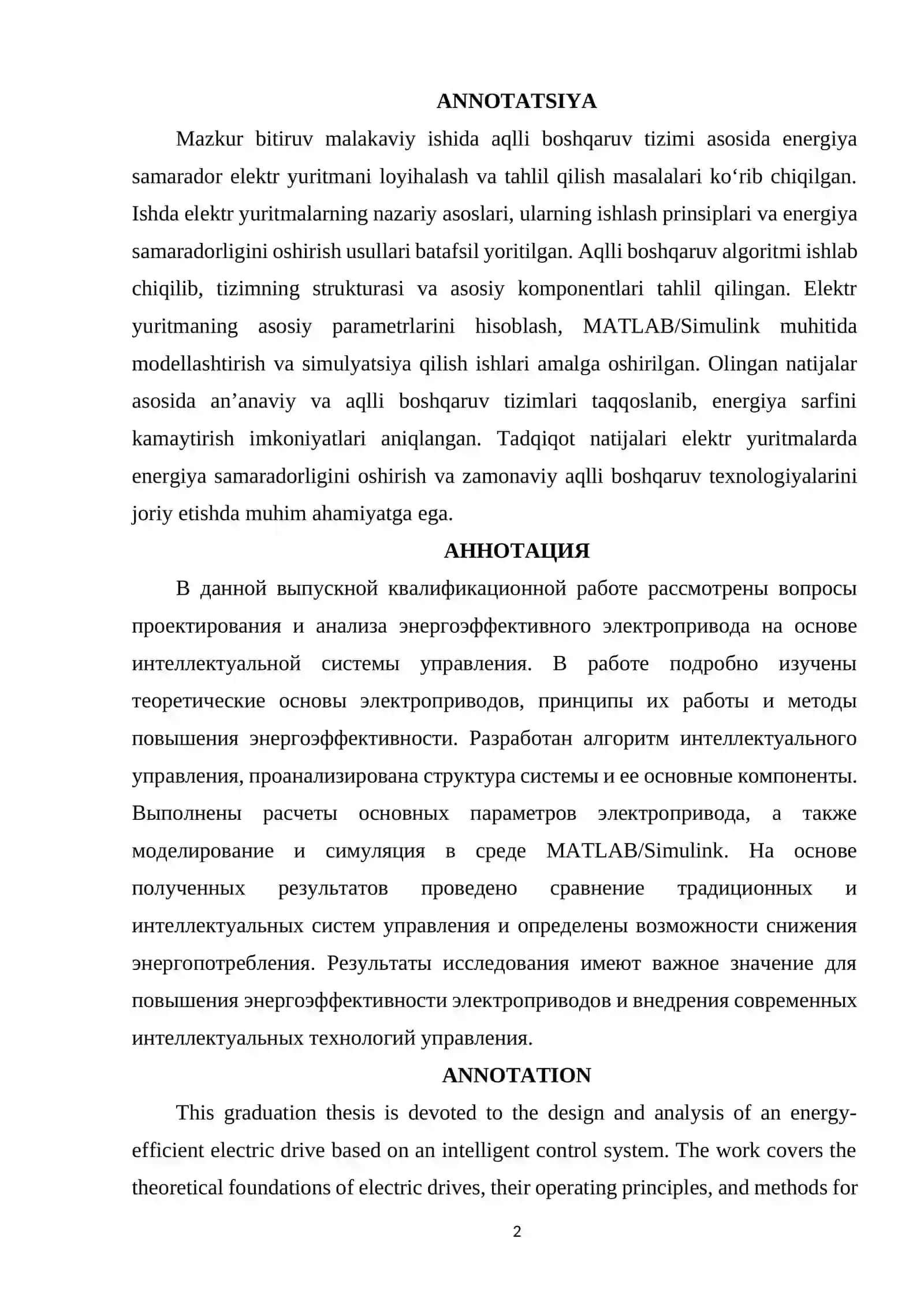 Energetika muhandisligi fakulteti bitiruv malakaviy ishi 2