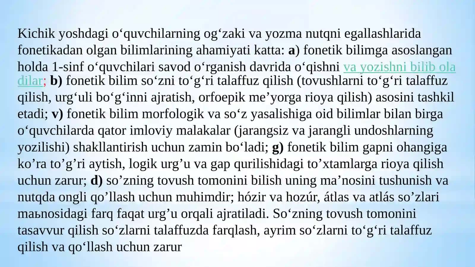 Fonetika va grafika asoslarini o’rgatish metodikasi 2