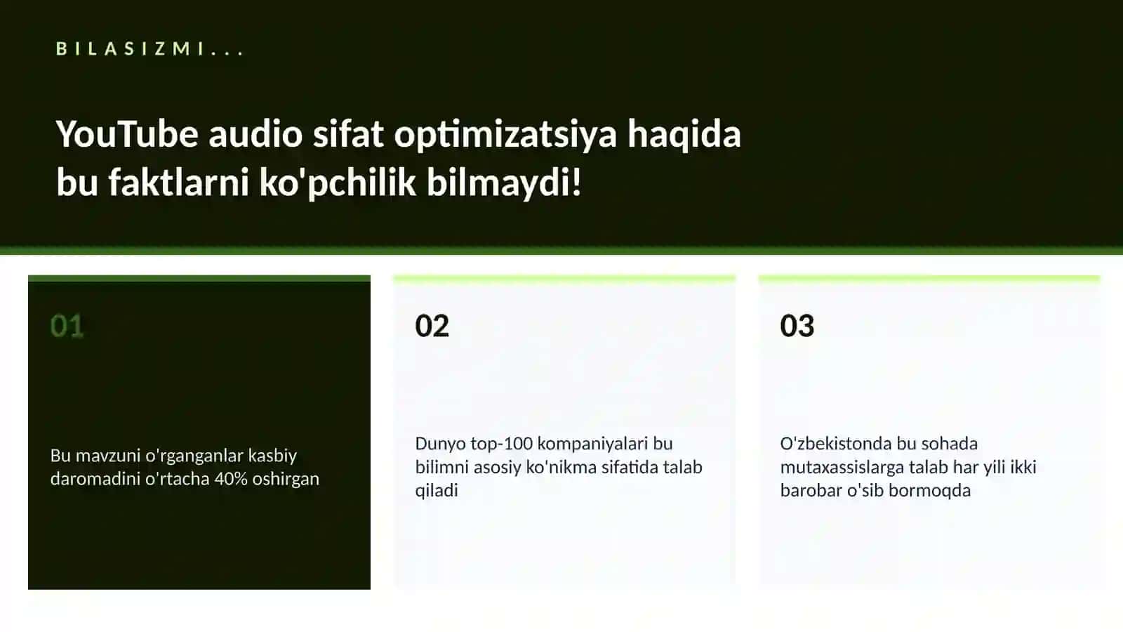 YouTube audio sifat optimizatsiya 2
