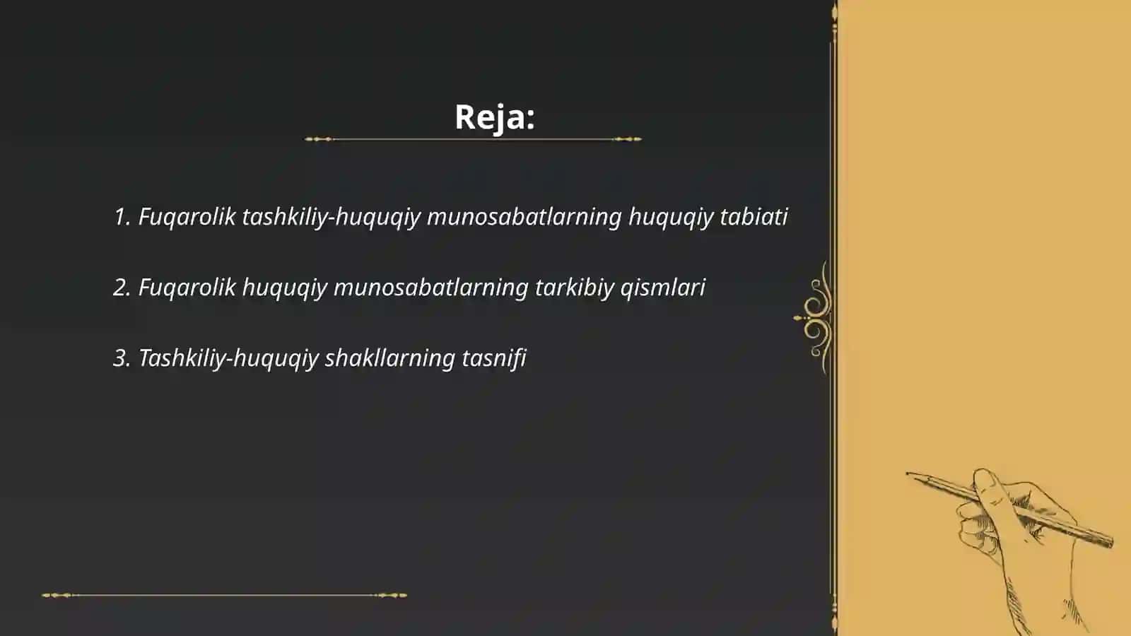 Fuqarolik tashkiliy-huquqiy munosabatlarning huquqiy munosabatlar tizimida tutgan oʻrni 2