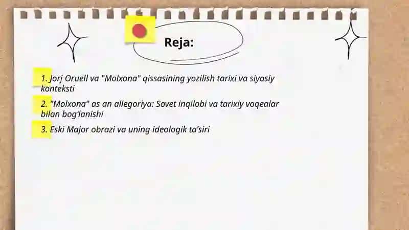 Jorj Oruell "Molxona" qissasi mutolaasi va tahlili 2