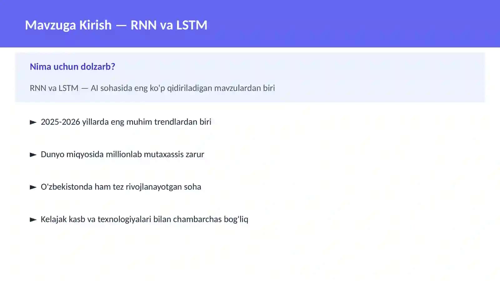 AI | DEEP LEARNING VA NEYRON TARMOQLAR 2
