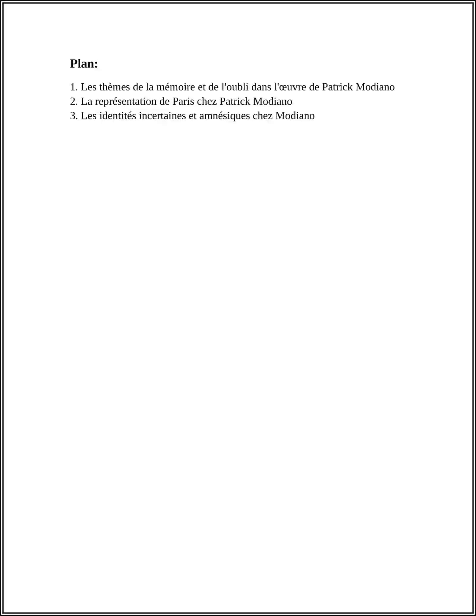 PATRICK MODIANO ET SON OEUVRE 2