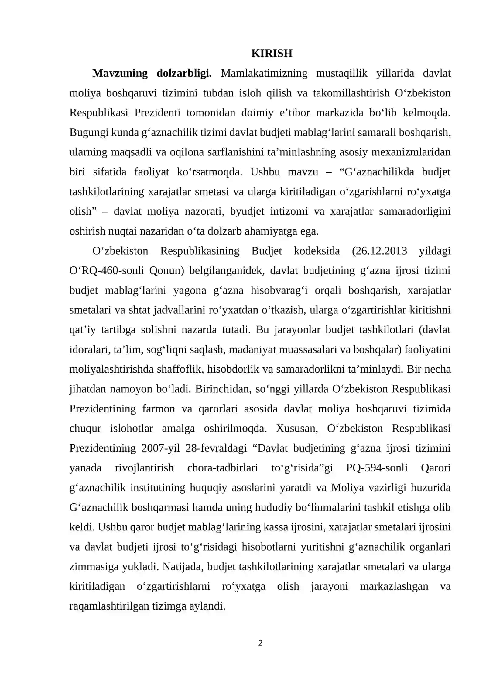 G’aznachilikda budjet tashkilotlarining xarajatlar smetasi 2