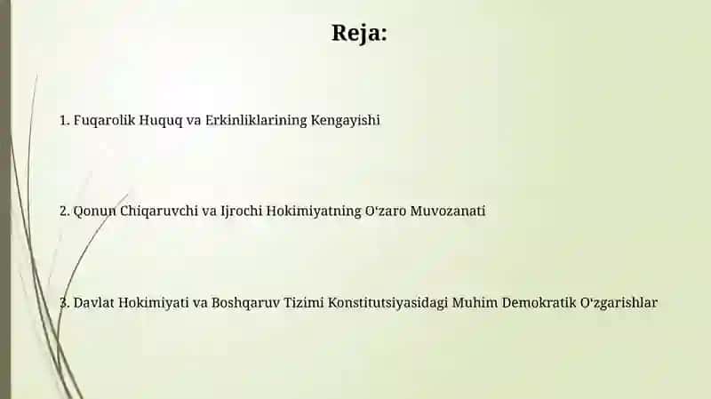 Konstitutsiyada Davlat Hokimiyati Va Boshqaruv Tizimiga Oid Muhim Demokratik Oʻzgarishlar 2