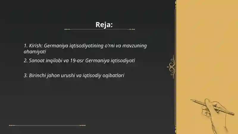 Germaniya iqtisodiyoti tarix, hozir,va kelachagi haqida rasmli slayd 2